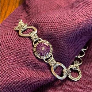 Bracelet, silver tone, Magnolia and Vine.